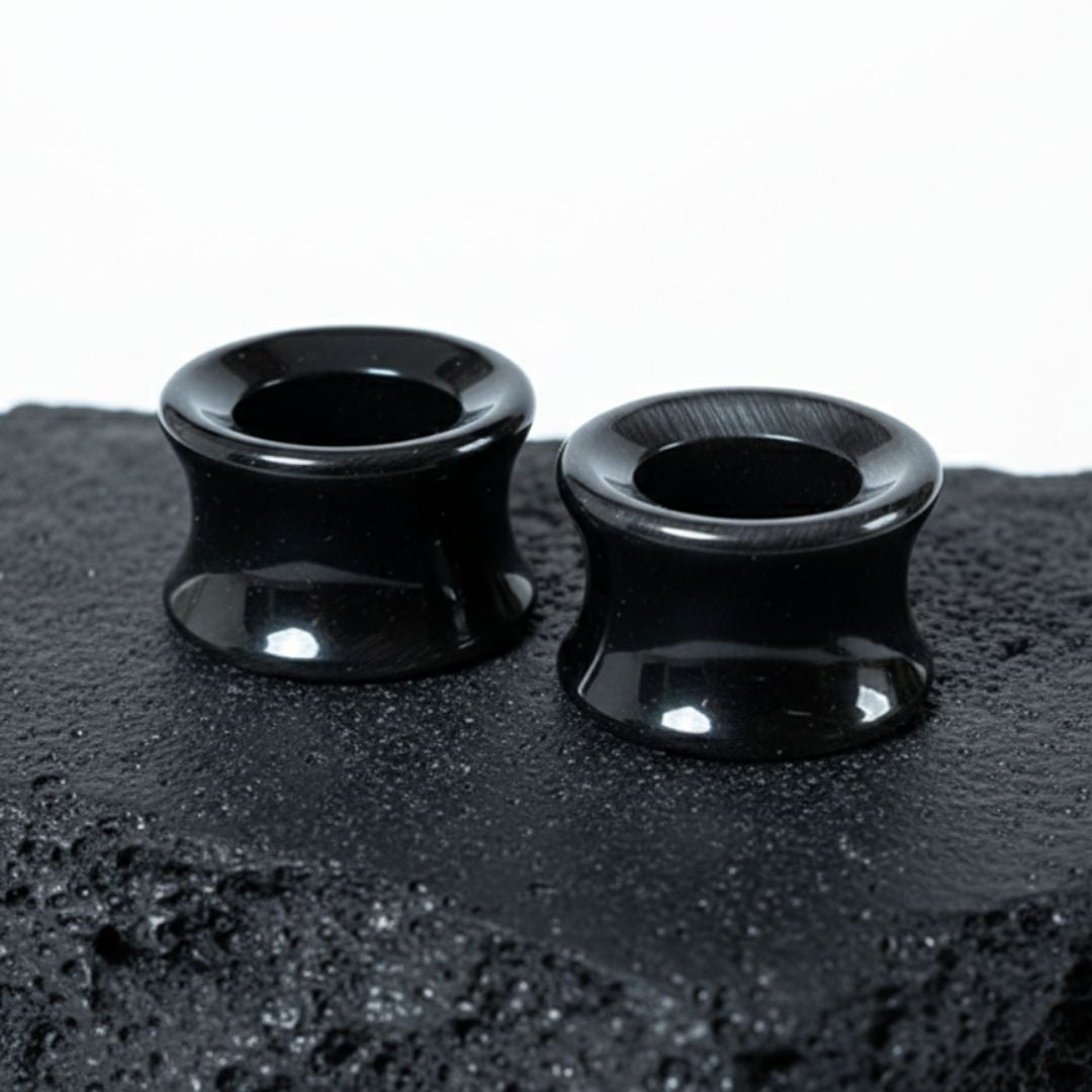 Black Dragon Eye Gauges on a smooth black texture