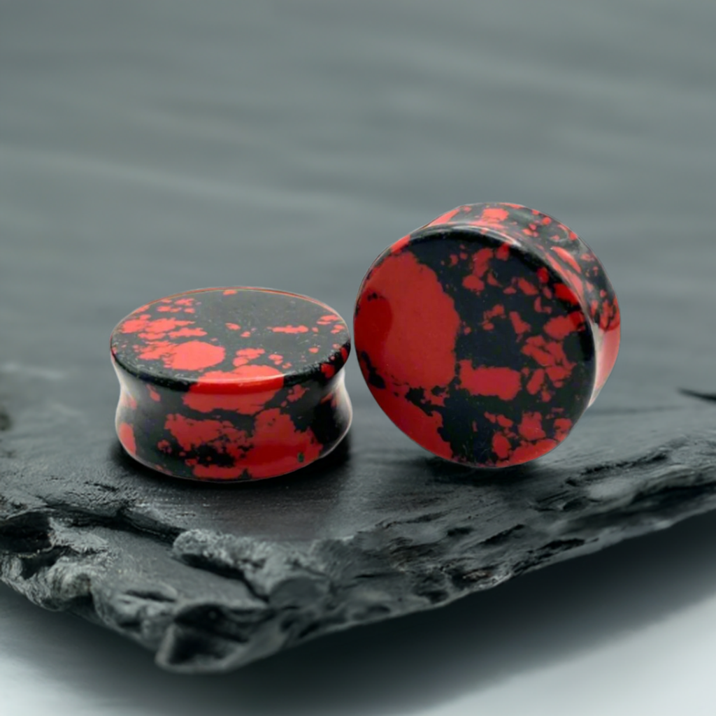 Crimson Stone Plugs for Stretched Ears