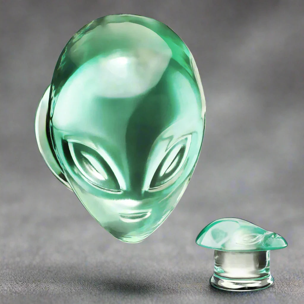 Alien Head Glass Plugs Stretched Ear Gauges ThePlugCrate