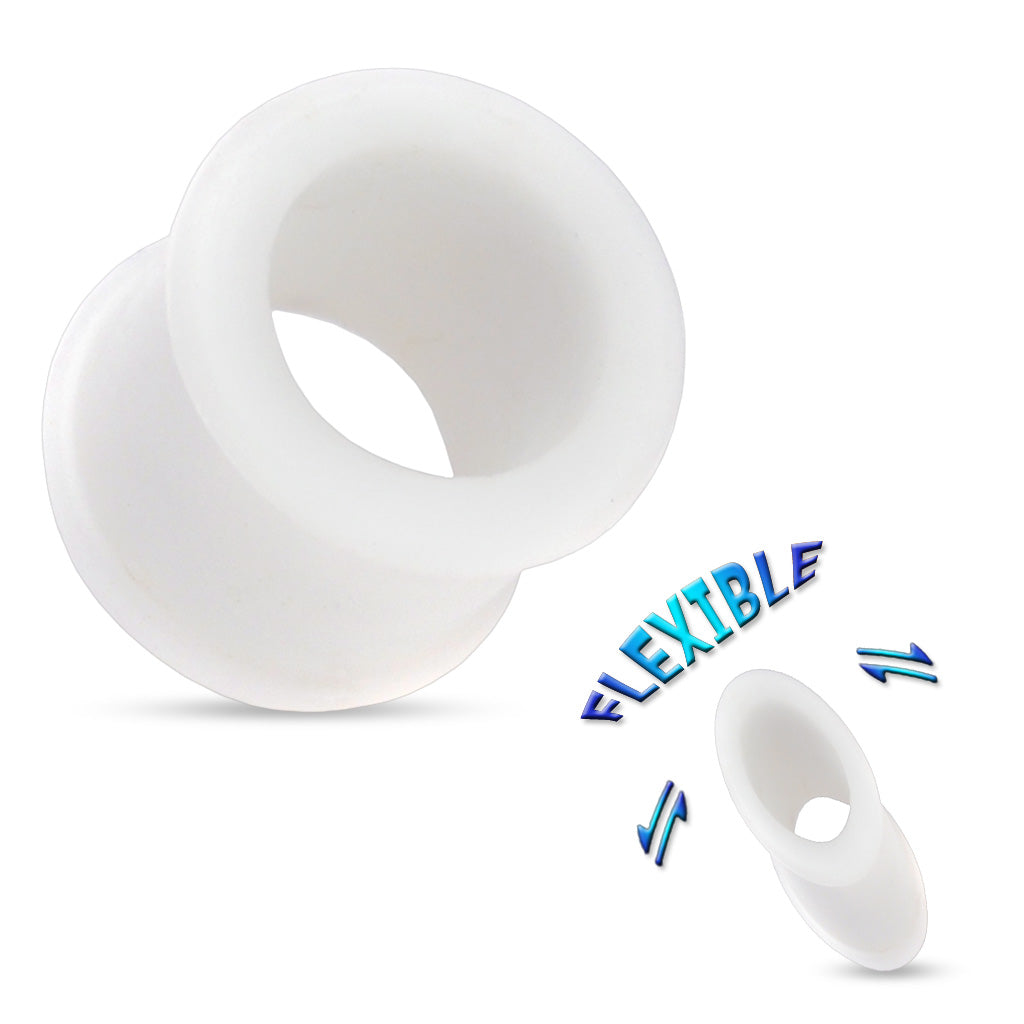White Silicone Tunnels Plugs Double Flare ThePlugCrate