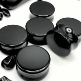 Black Stone Ear Plugs, Natural Stone Gauges