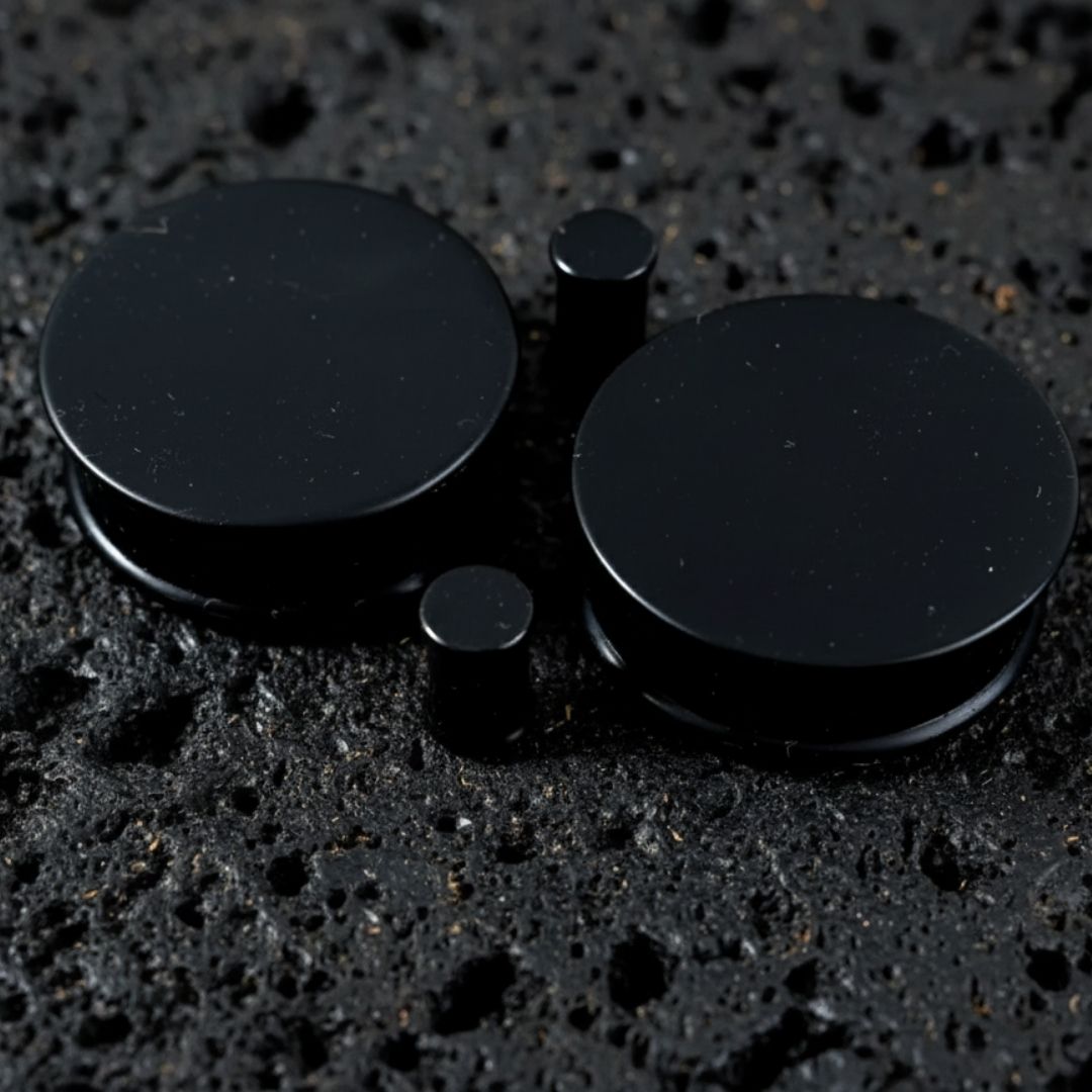 Solid black silicone flexible tunnels and soft ear gauges, perfect for sleeping or heavy duty wear. Sizes 4mm to 51mm.