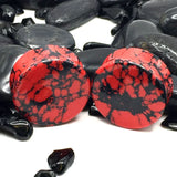 Crimson Turquoise Stone Plugs with deep red hue and contrasting turquoise veins