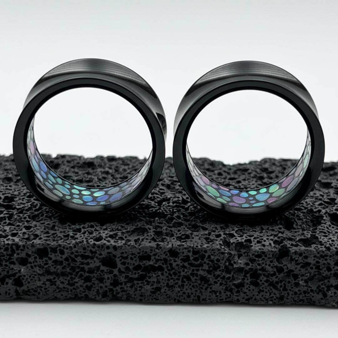 black abelone acrylic tunnels for stretched ears
