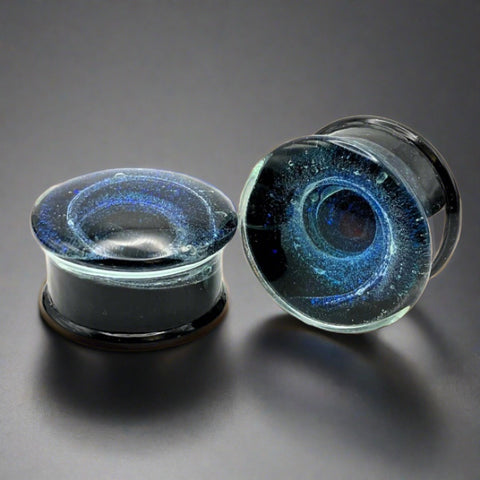 Glass Galaxy plugs for stretched ears