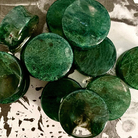 Moss Quartz Stone Plugs - Green Inclusions Resembling Forest Moss
