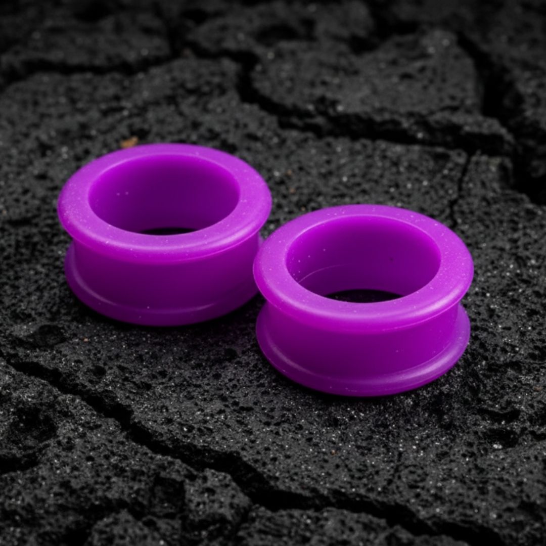 Purple Silicone Tunnels (Tubes) for stretched ears. Flexible, lightweight gauges available in sizes 4mm to 25mm.
