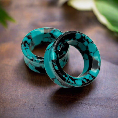 Retro Turquoise stone tunnels for ear stretching
