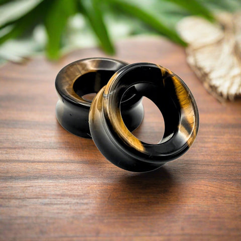 Tigers eye stone tunnels for stretched ears