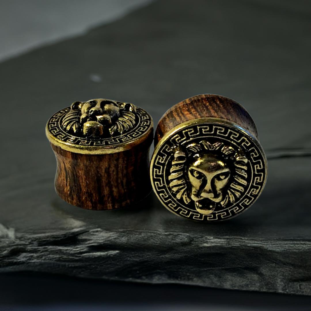 Sono Wood Plugs With Brass Lion Inlay – ThePlugCrate