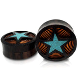 Crushed Turquoise Star With Coil Inlay Plugs