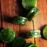 Green Dragon Scale Agate Plugs