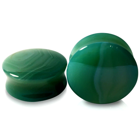 Green Stripe Agate Plugs - Sophisticated Striped Natural Stone Ear Gauges