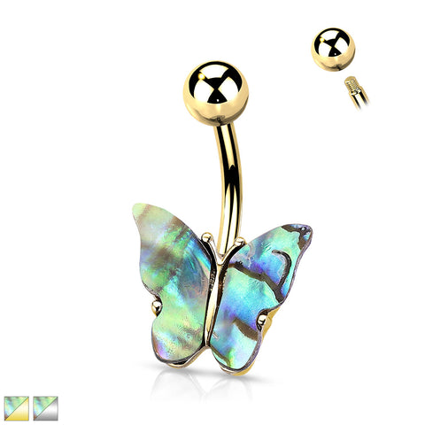Abelone Covered Butterfly Belly Ring