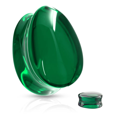 Emerald Glass Teardrop Plugs
