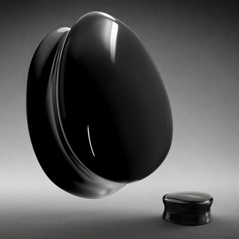 Black Glass Teardrop Plugs