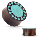 Sono Wood Plugs With Crushed Turquoise Mandala