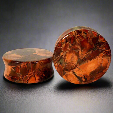 Premium Organic Poppy Jasper Stone Plugs
