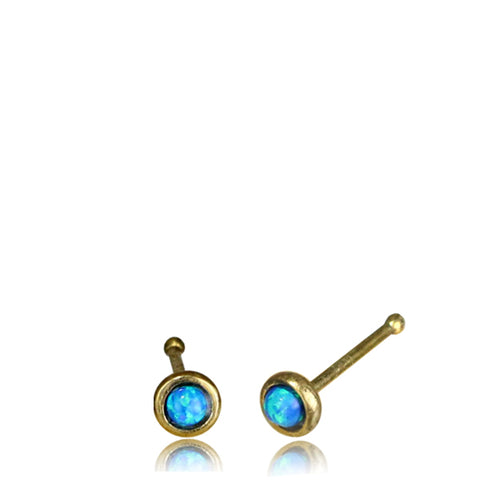 Premium Brass Blue Opal Nose Bone