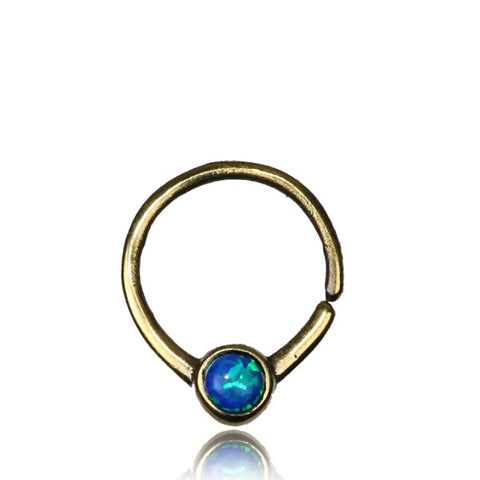 Premium Brass Septum w/ Ocean Blue Opal