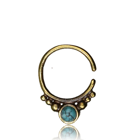 Premium Brass Septum w/ Turquoise Stone