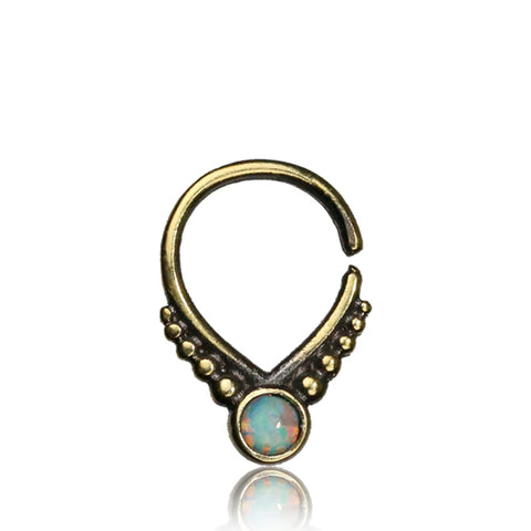 Premium Brass Septum w/ White Opal