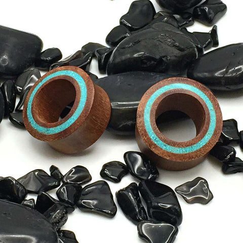 Sawo Wood Tunnels With Crushed Turquoise