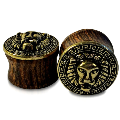 Sono Wood Plugs With Brass Lion Inlay