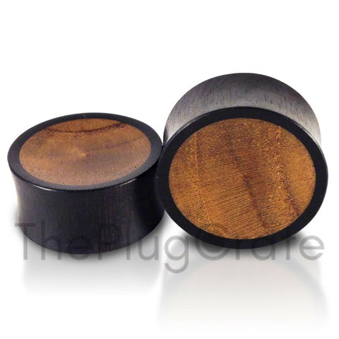 Areng Teak Wood Inlay Concave Plugs