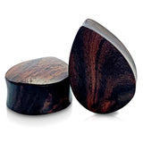Pair of sono wood teardrop plugs for stretched ears