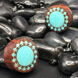 Sono Wood Plugs With Crushed Turquoise Mandala